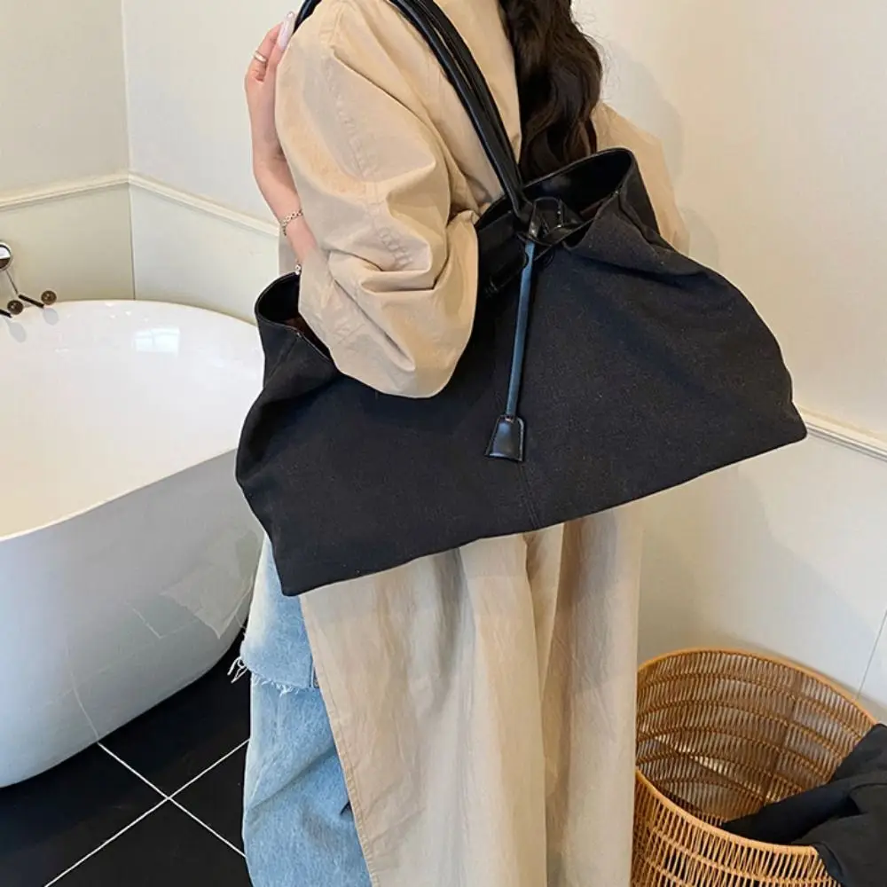 

Korean Style Suede Shoulder Bag Tote Bag Solid Color Large Capacity Handbag PU Leather Ethnic Style Underarm Packs Office Worker