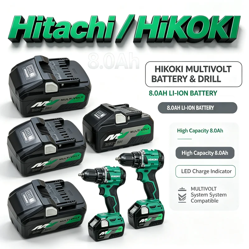 HiKOKI Hitachi BSL36B18 8.0Ah Li-ion Battery Compatible SB18DB,WH18DBD,For Auto Brake Repair,Torque Wrench Operation Power Tools