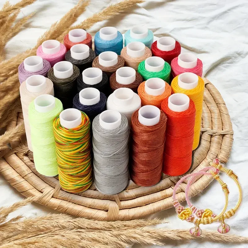 1 Stück runder Wachsfaden 50 m 0,45 mm Wachsseil Diy handgemachtes Material Leder Nähgarn Polyester Wachsfaden