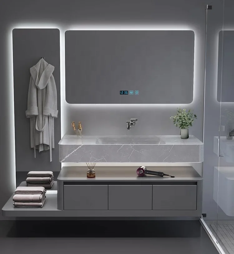 Apartment Villa Luxury intelligent Waterproof bathroom cabinet combination washbasin Bathroom Vanities with Full body mirror