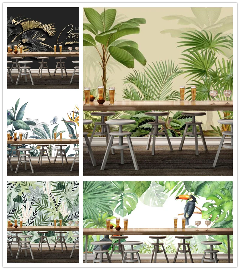 Papel de parede custom European and American style palm tropical plants  wallpaper mural,living room tv wall  bedroom home decor