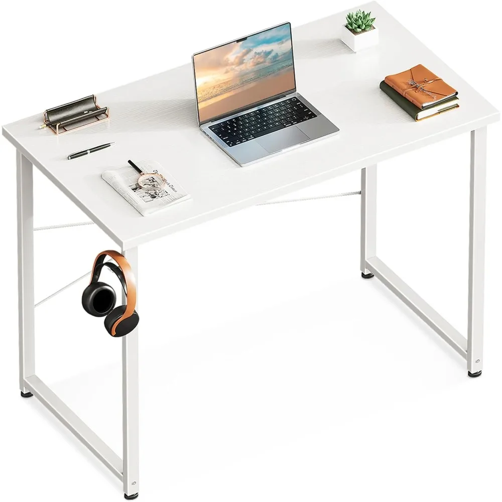 

32 Inch Small Computer Desk for Home Office, Study Writing Table for Small Spaces, Simple Modern Desk with Headphone Hooks, Pur