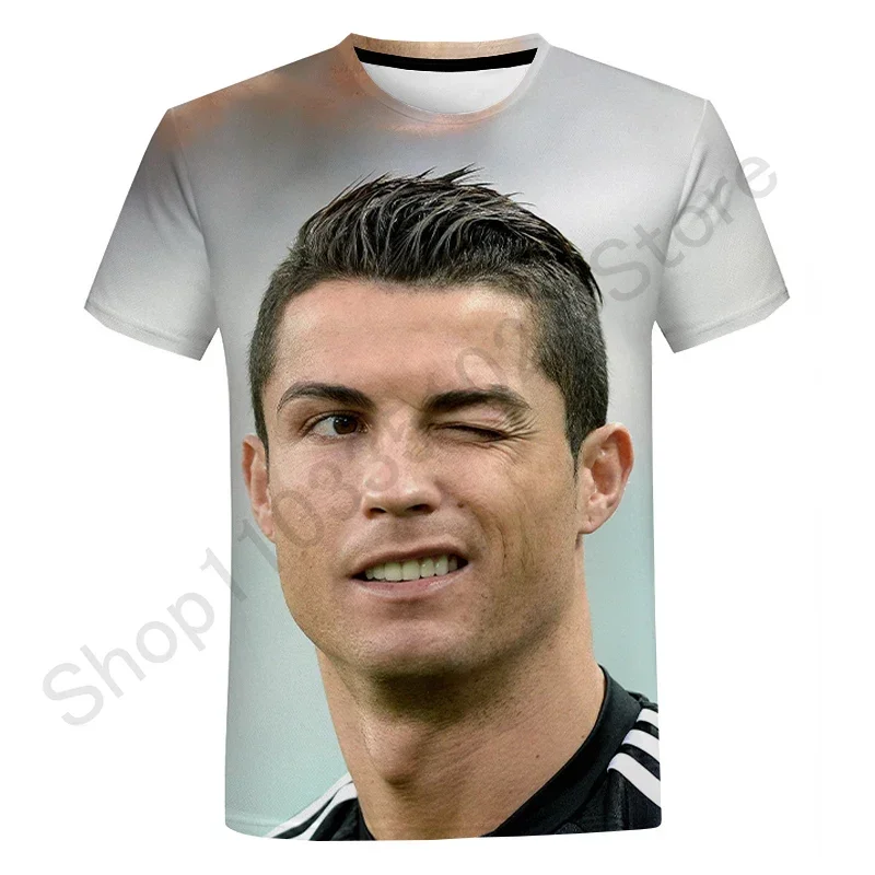 تي شيرت كريستيانو رونالدو نجوم كرة القدم للرجال ، رقبة مستديرة ، طباعة ثلاثية الأبعاد ، رائع ، أكمام قصيرة ، هيب هوب ، كاجوال ، موضة صيفية ، جديدة
