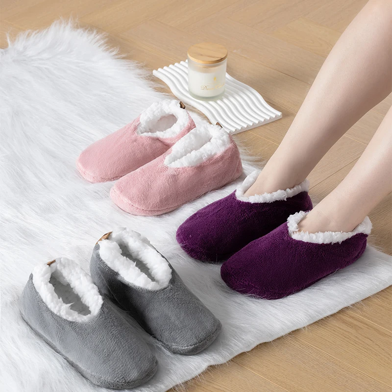

Women's Indoor Floor Socks Keep Warm Winter Men Non-slip Floor Shoes Soft Comfortable 2022 New Fashion Ladies Home Slippers