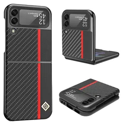 EUCAGR Ultrathin Carbon Fiber PU Leather Case For Samsung Galaxy Z Flip 3 4 5 Back Cover For Samsung Z Flip 7 6 Phone Case