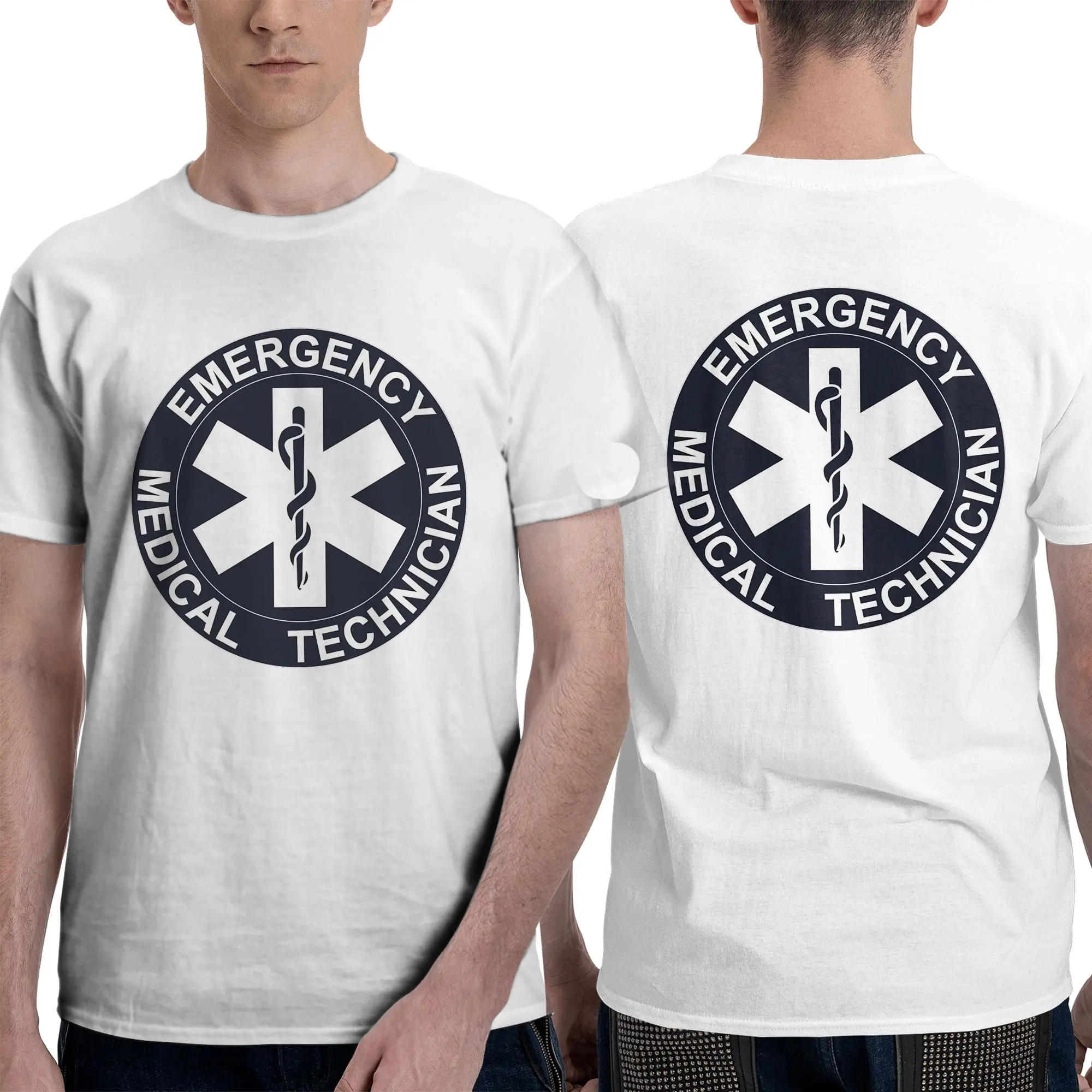 Emt Star Of Life Emergency Medical  Men T-Shirt Double Sided Oversized T Shirts Men's Round Neck Cotton Tees Short Summer Male