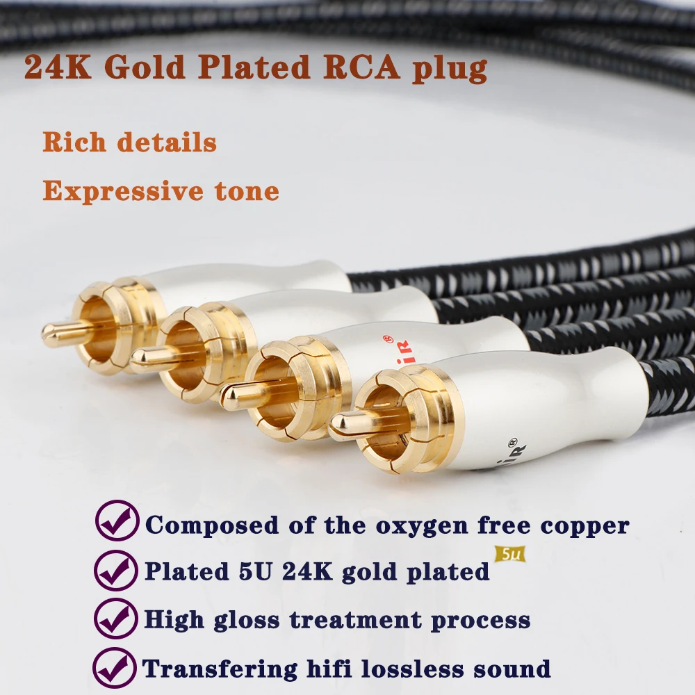 Paarweise 2 RCA zu 2 RCA Signalkabel für Auto-Verstärker, Soundbox, Subwoofer, Lautsprecher, weiches RCA-Kabel – Detail 2