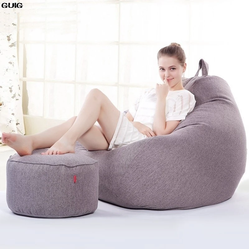 GUIG Lazy Sofa Drop Bean Bag Single Fabric Tatami Living Room Sofa Chair Small Simple Single Bedroom Sofa Hot New