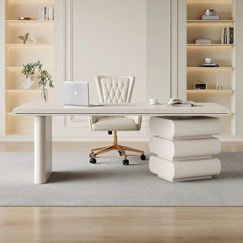 Modern simple female solid desk French light luxury cream pie