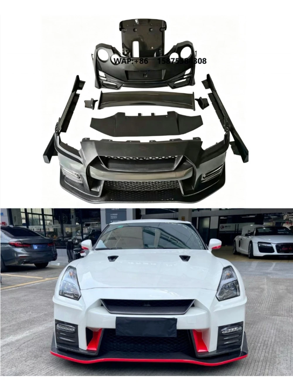 

For GTR Half Carbon Fiber Body Kit Nismo Style Front Rear Bumper Rear Spoiler Wing Factory Direct