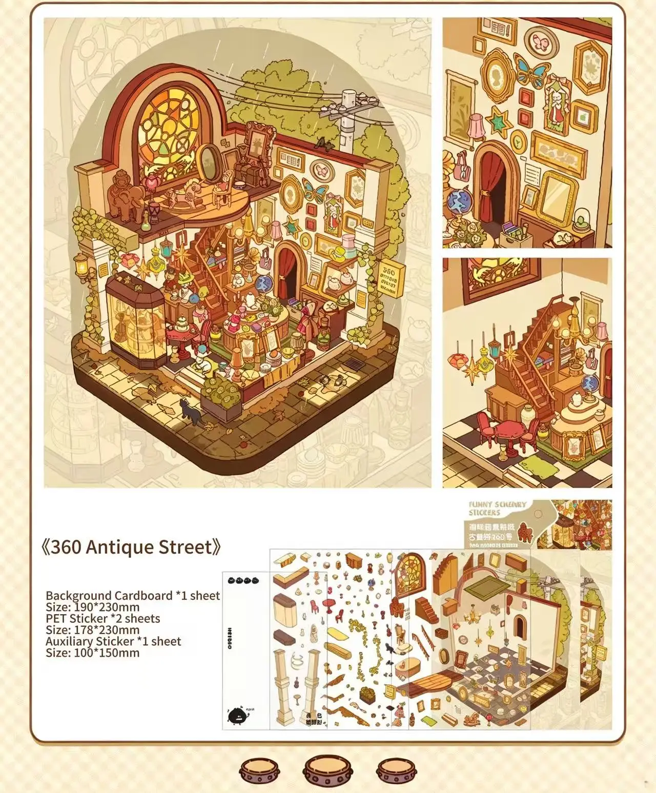 HEYBAO Anniversary Mini Scene Book | Japanese Retro Comic Stickers & Cards, for Journal & Scrapbook Decor