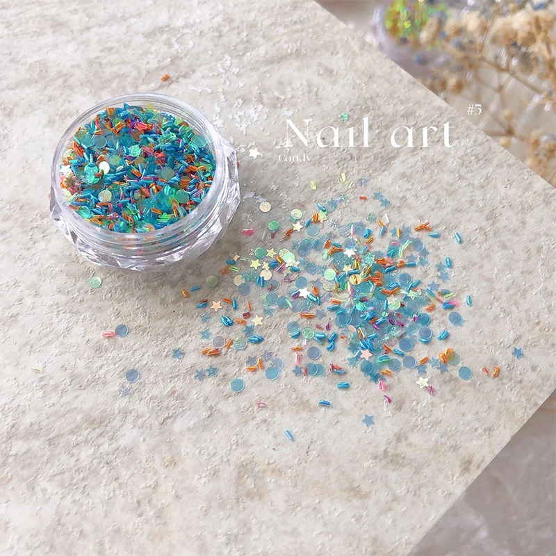 A Box Sparkly Star Macaron Nails Sequins Bright Spangles Slices DIY Charm Flakes Decor Accessories Paillettes