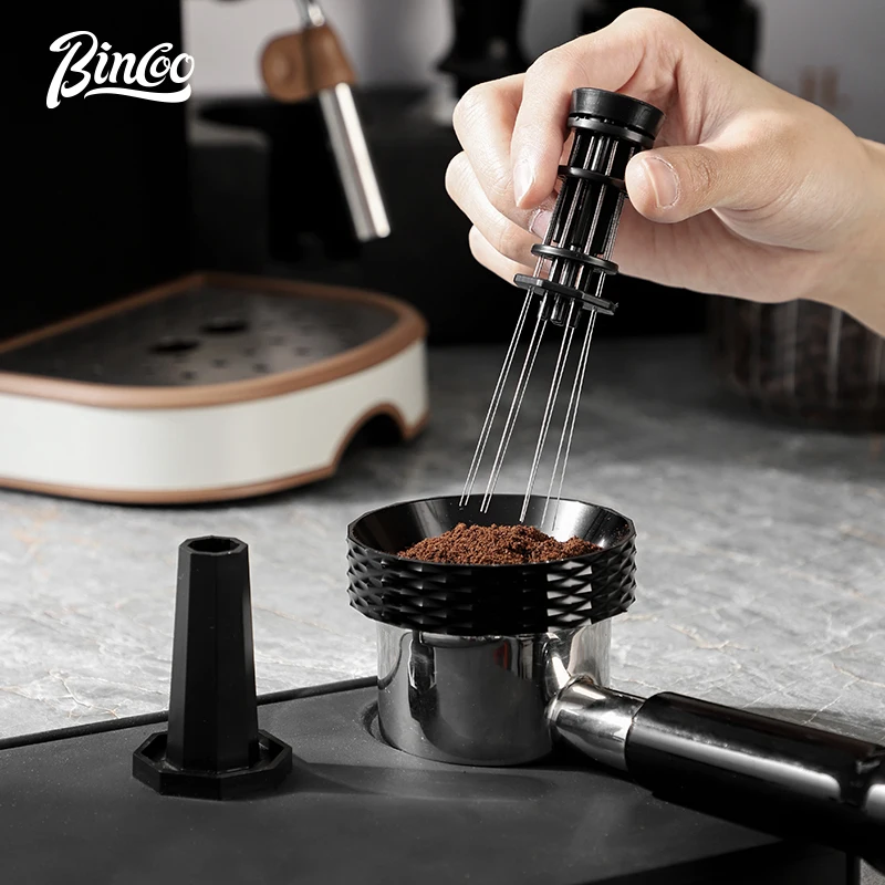 

Bincoo Coffee Stirring Powder Needle Distributor, Aluminum Handle Stainless Steel Espresso Coffee Tamper Filter, Porfilter Maker