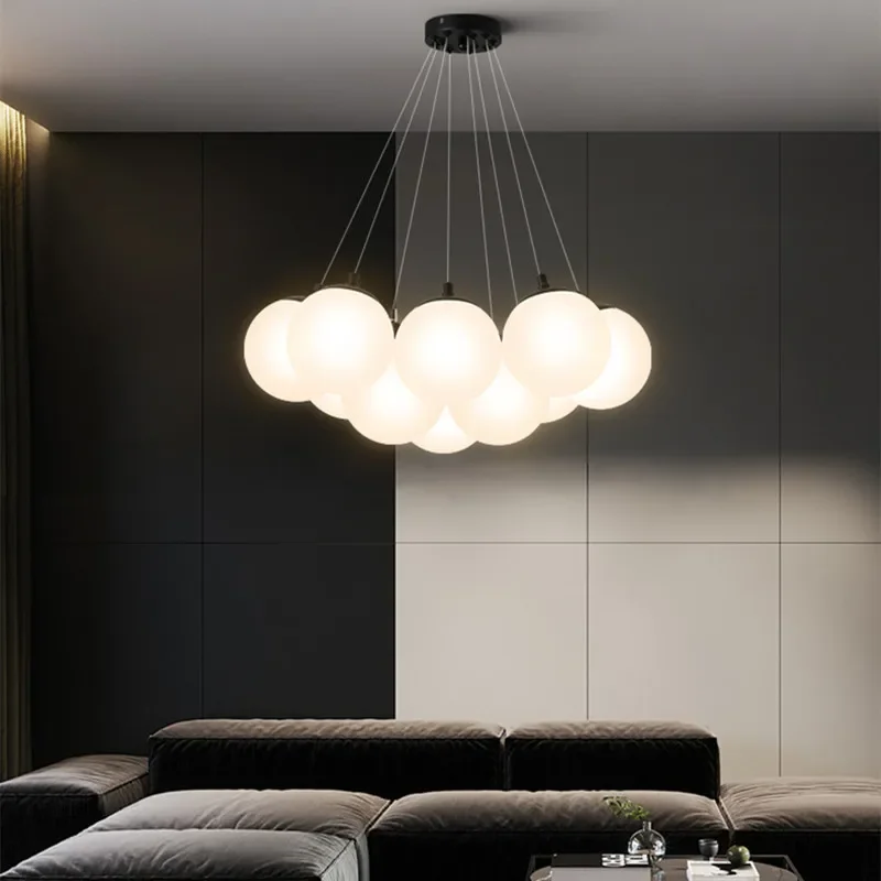 Nordic Style Glass Ball Led Pendant Lights for Living Dining Room Kitchen  Bedroom Chandelier Home Decor Hanging Light Fixture