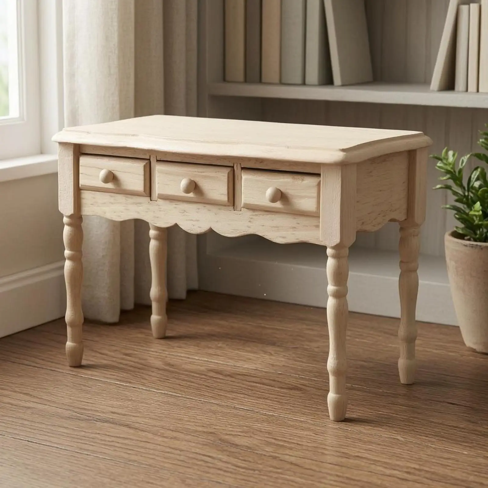 1:12 Scale Dollhouse Desk Retro Style Miniature Wood Table European Design