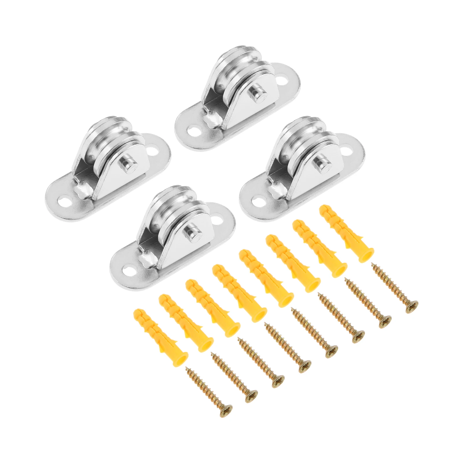 4Sets Small Pulley Block Pulley Wheel with Ball Bearings and Mounting Screws for Rope Sun Shade Sails Material Handling Moving
