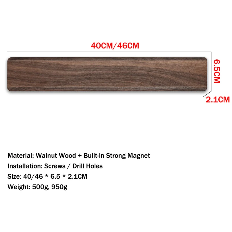 40-46CM Strong Magnetic Knife Holder Walnut Wood Home Restaurant Kitchen Knife Rack Strip Wall Mount Japanese Santoku knife Bar view 4