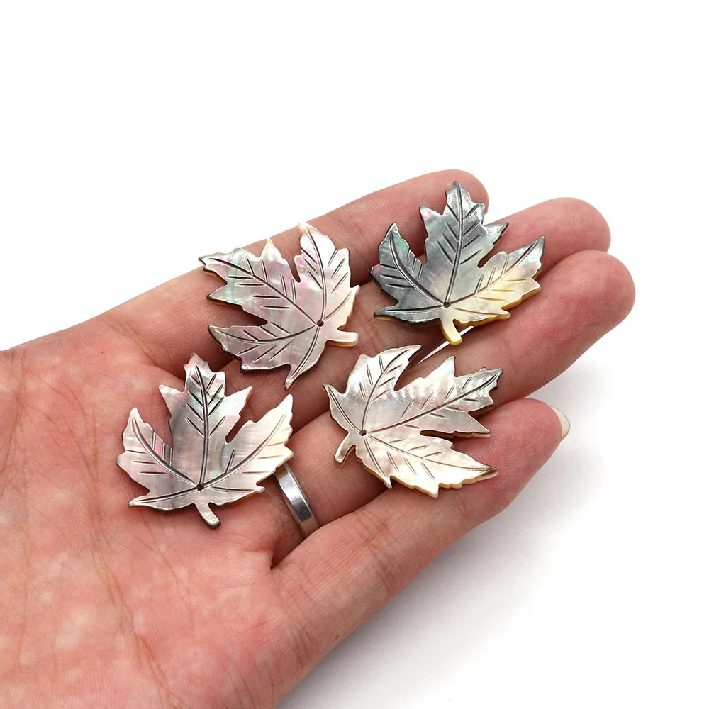 Natural Black Shell Beads Charms Mother of Pearl Shell Maple Leaf Pendants for Jewelry Making Necklace DIY Earrings Decoration