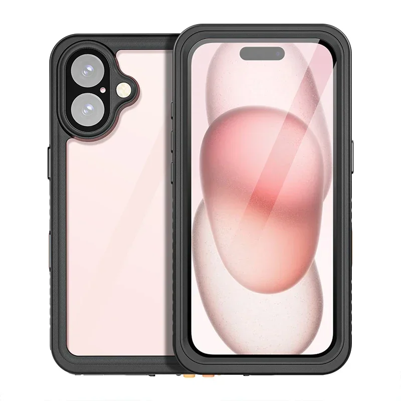 

Чехол для iPhone 16e 16 15 13 12 Pro Max 14 Plus 360 Противоударный защищенный от падения IP68 Водонепроницаемый ПК + ТПУ Пылезащитный чехол Защитная пленка для экрана
