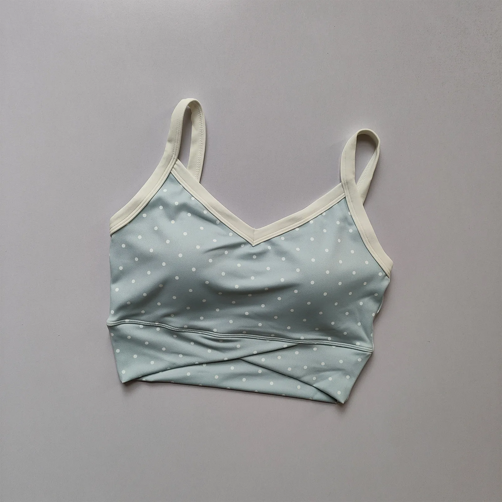 Damen-Sport-BH mit Print, integrierten Brustpolstern und festen Cups, schönes Rückendesign, Laufunterwäsche, Fitness- und Yoga-Bekleidung – Detail 11