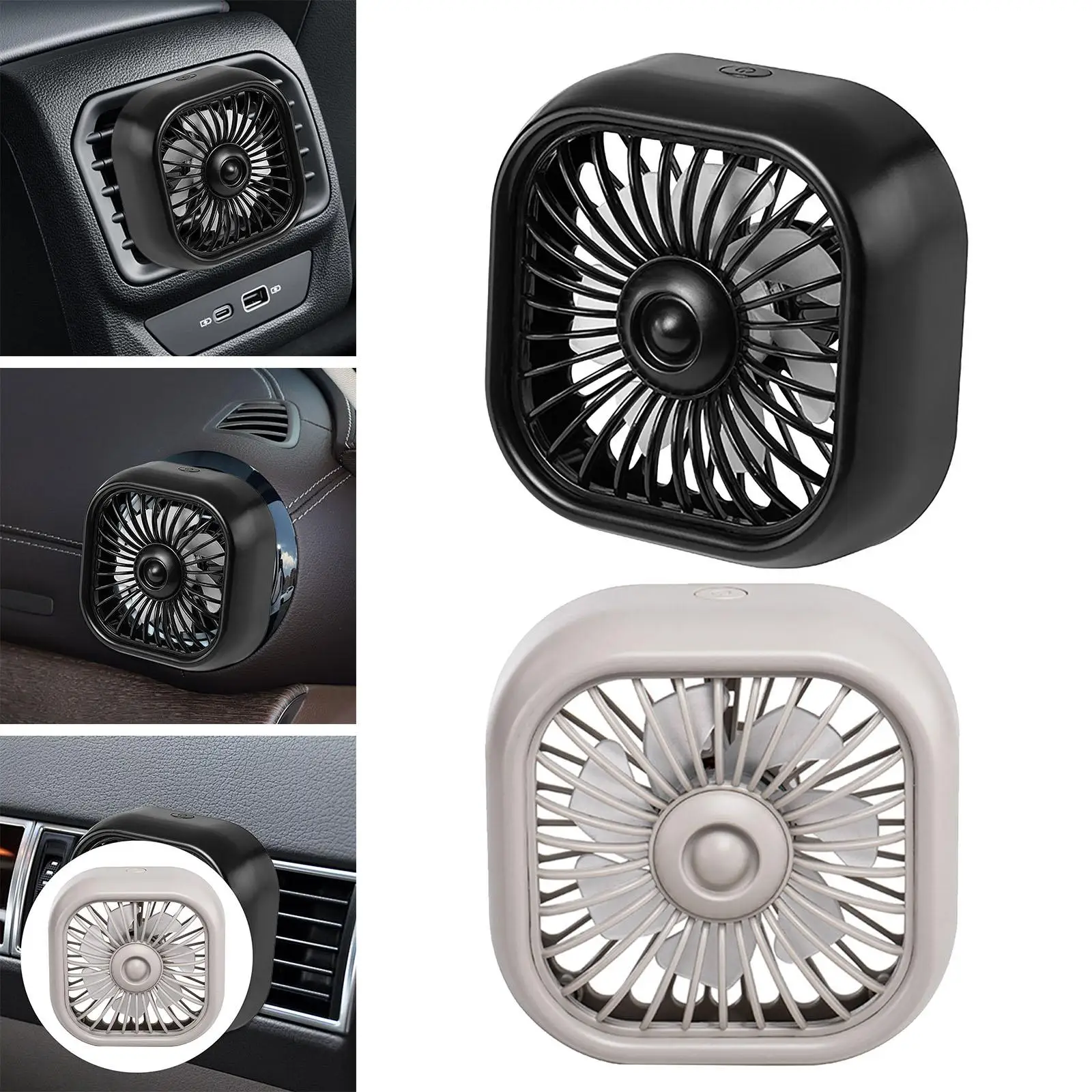 Small Car Summer Fan 3 Speed Adjustable USB Car Fan USB Fan with 7 Colorful Light Mini Portable Fan for RV Truck Vehicle Car SUV