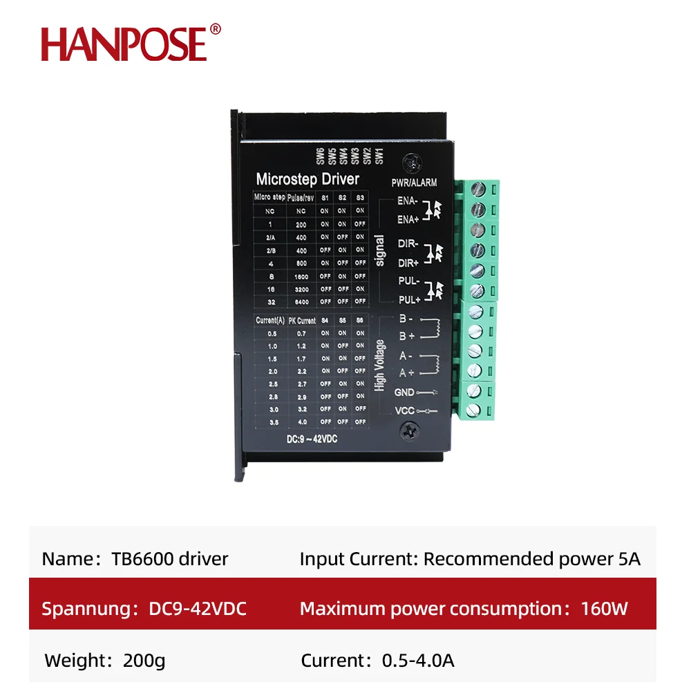 Imagem -03 - Stepper Motor Driver para Máquina de Gravura Stepping Motor Cnc Tb6600 Upgrade S109aftg Nema17 4a Dc942v Pcs