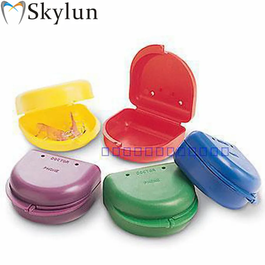 

10PCS Denture Storage Box with slot perforated design for easy cleaning put half denture dental materials SL802