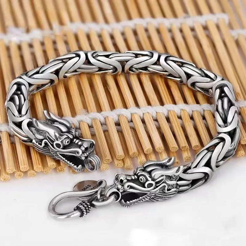 Stainless Steel Silver Color Gold Color Black Dragon Clasp Rock Chain Men Bracelet Bangle Hip-Hop Jewelry Gifts 2023 New Fashion