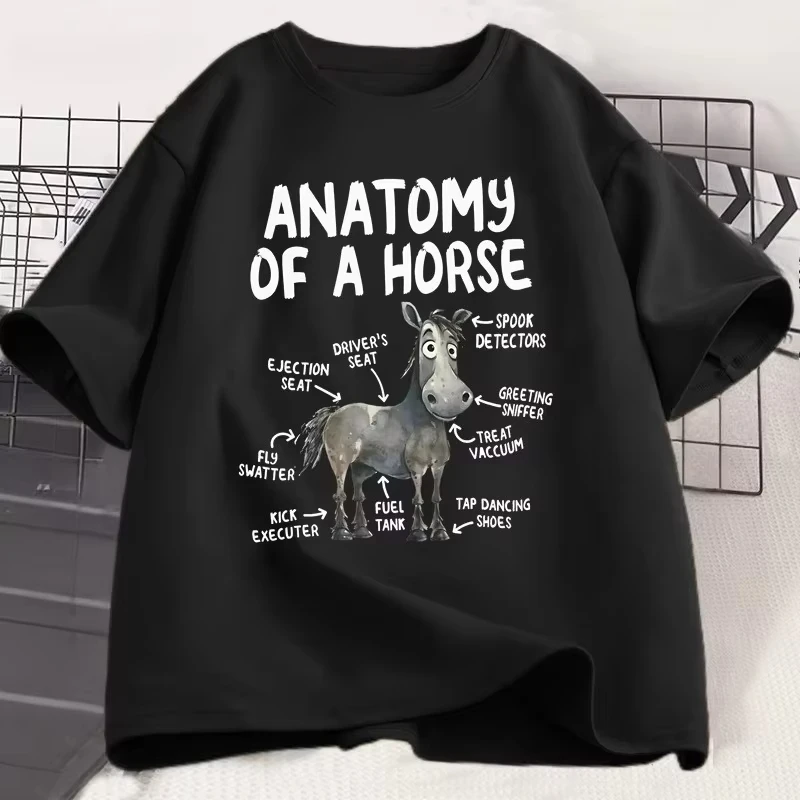 Anatomy of A Horse T Shirt Funny Horse Lover T-shirt Men Women Graphic Streetwear Short Sleeve Tshirt Harajuku Mens Clothing