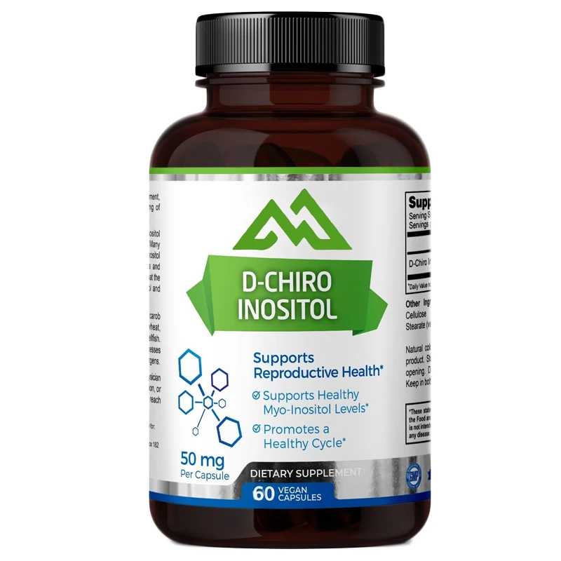 

D-Chiro Inositol, 50mg per capsule, 60 vegetarian capsules, ideal dosage ratio of 40:1 containing inositol, vegetarian, non GMO