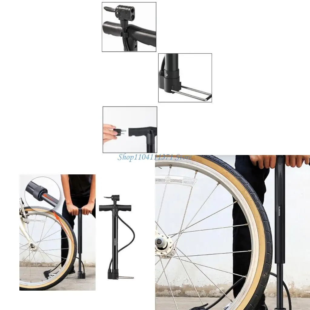 P9FC Bicycles Pumps Bike Floor Pumps Bicycles Air Pumps Balls Pumps Inflator with Double Head Bicycles Pumps Valves