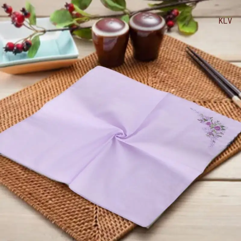 Flower Embroidery Pocket Handkerchief for Sweating for Ladies, Weddings for Fitness Enthusiasts and Adventurers