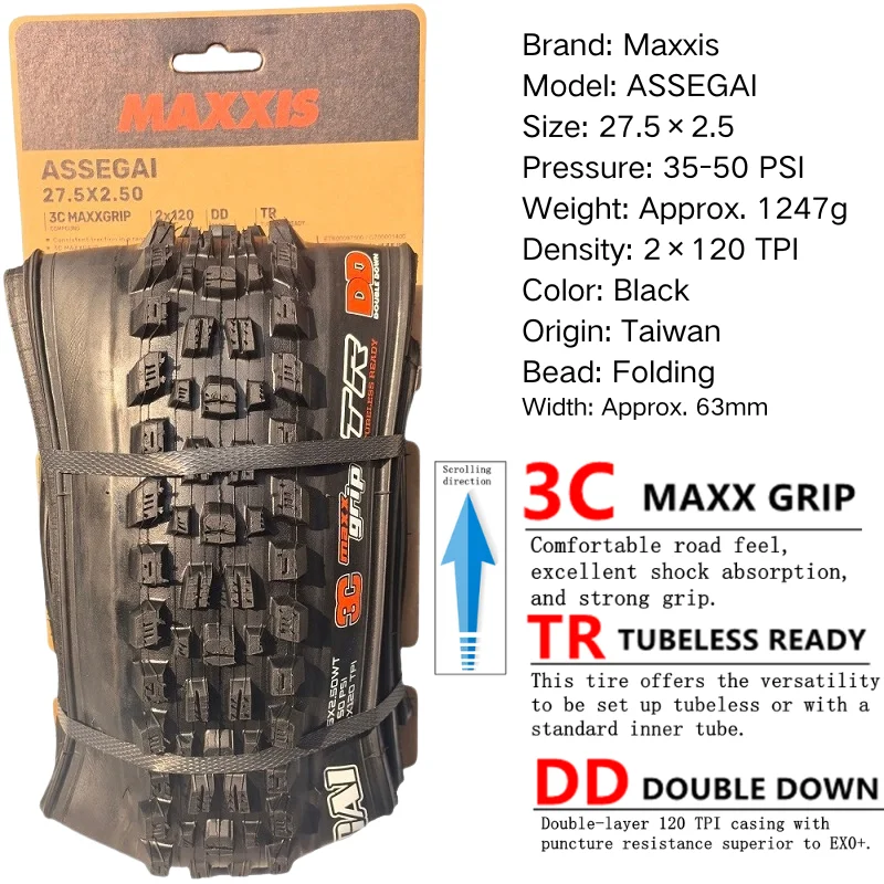 Maxxis ASSEGAI 27,5 29X2,5 Zoll Downhill Folding Vacuum Pannensicher ist ein hochfester Quick Drop-Reifen von Maxxis – Detail 15