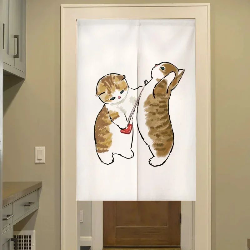 Japanese Door Curtain Funny Cat Drapes Kitchen Hanging Curtain Decor Living Room Bedroom Kitchen Doorway Partition Штора Cortina