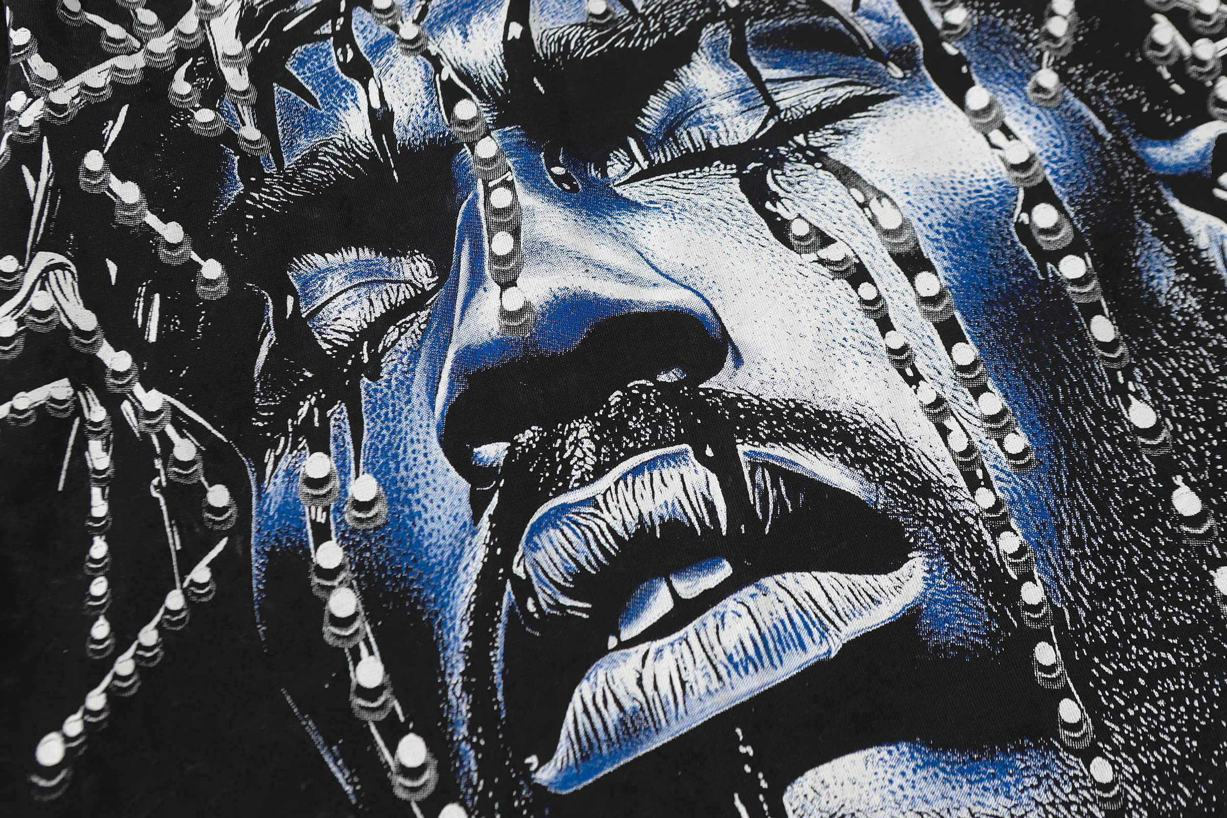 

2025 New Hell Star Cross-Border Streetwear Vintage Worn-look Loose T-irt Cotton Long Sve Skull Devil Print Youth Faion