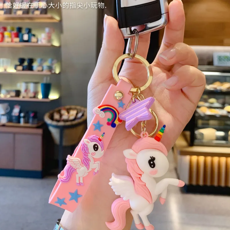 Unicorn Keychain Female Cute Cartoon Doll Car Key Lanyard Bag Phone Pendant Couple Lover Girl Gift Kawaii Child Toy Wholesale