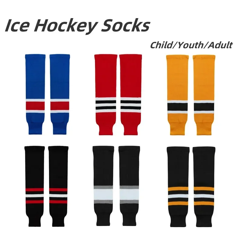 LangMaoIce Hockey Socks Leg Protection Elasticity Knitted Thickened Wear-resistant Ice Hockey Leggings Set Child/Youth/Adult