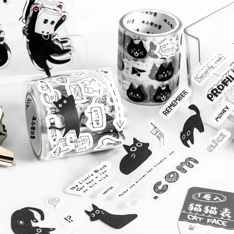 8PCS Captain Black Cat series cute lovely decorative Adhesive art paper tape