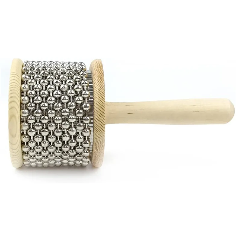 

Wooden Hand Kabasa With Stainless Steel, Hand Cranked Percussion Instrument With Metal Beads For Adult Band Music Easy Install
