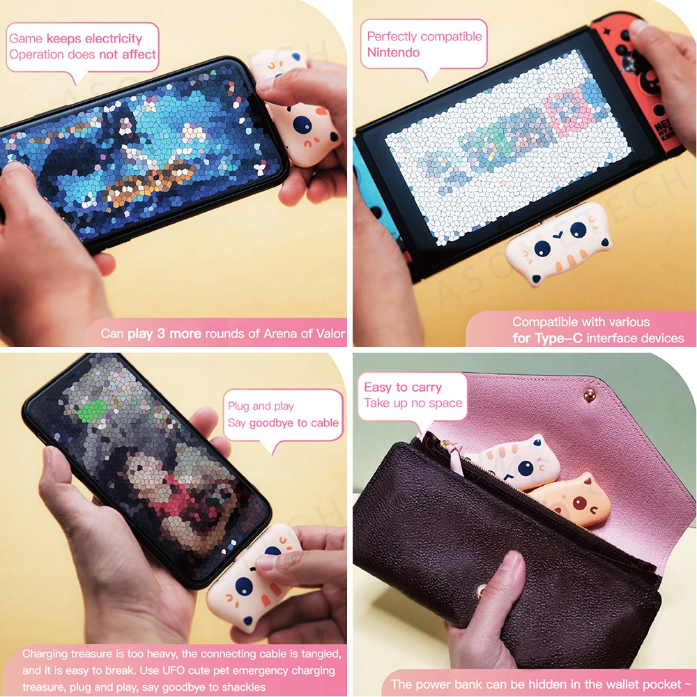 New gift ! 2*800mAh Portable Mini Power Bank Cute Cat Portable Powerbank with LED Night Light Charger Battery For phone