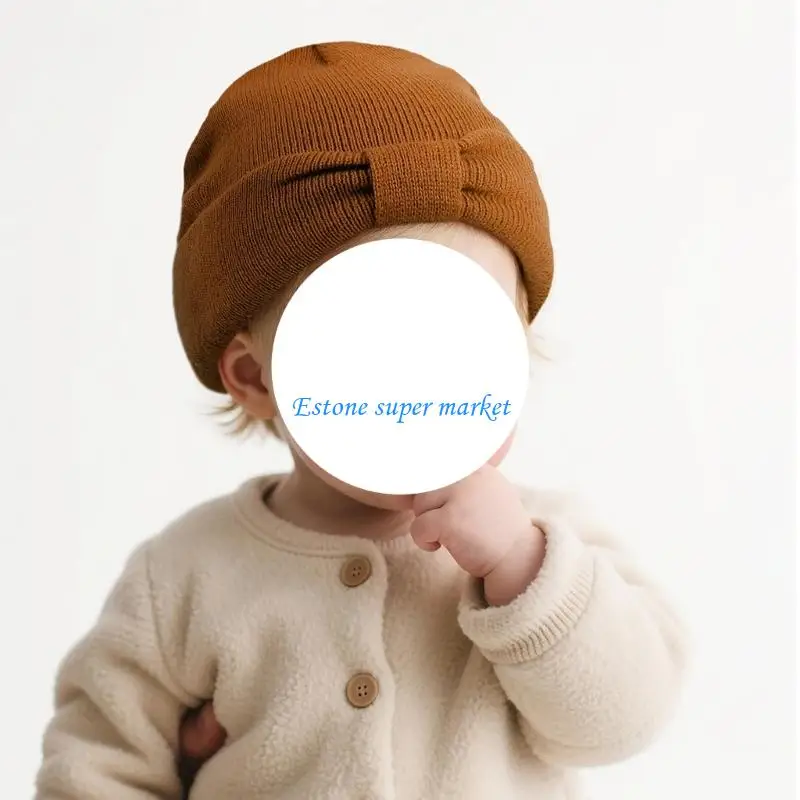 090B Flexible Infant Hat With Decorative Bend Ventilated Weave Building Cotton Fabric For Toddlers