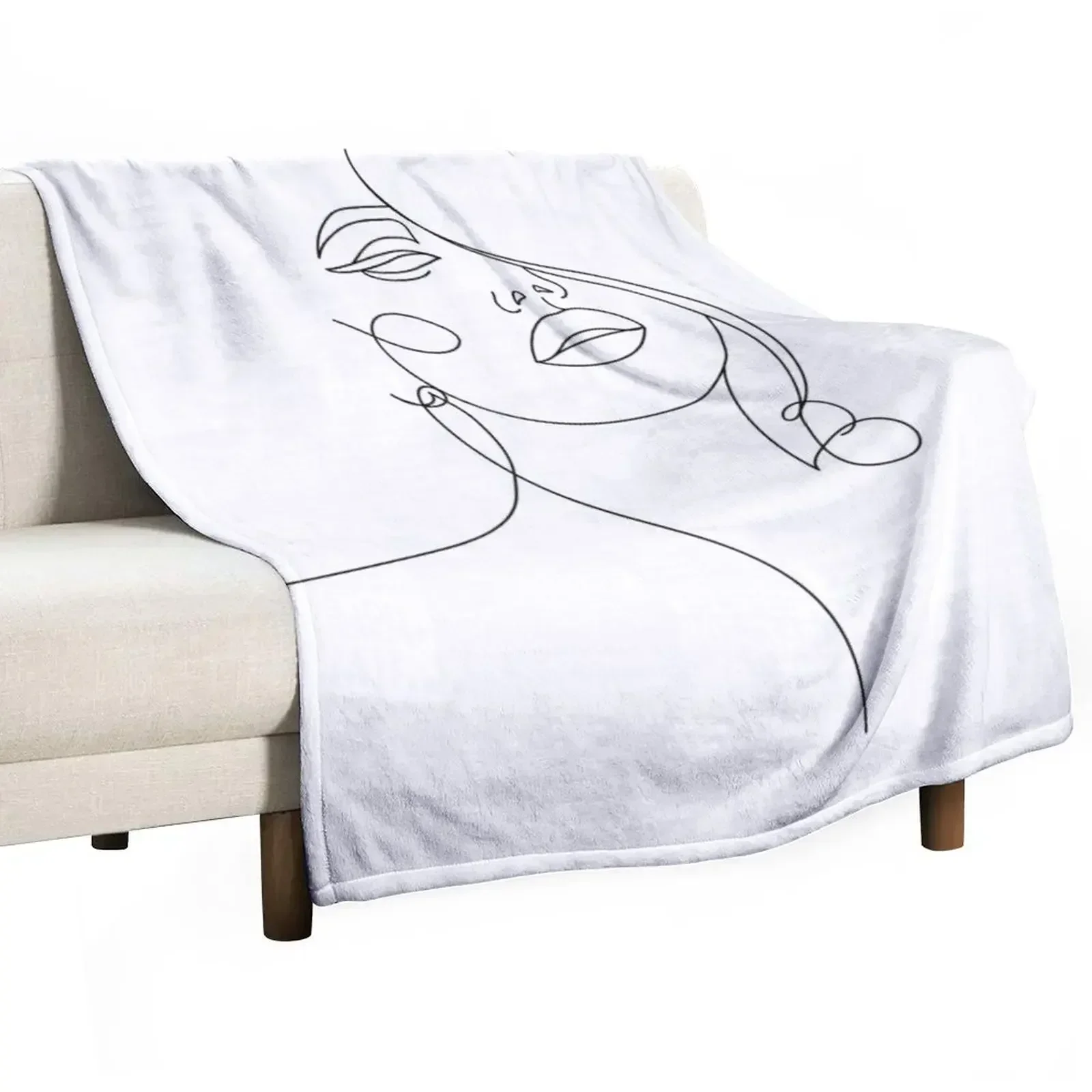 

Elegant Minimalist Face in One Line Throw Blanket Cozy Throw Blanket for Bed Sofa Chair