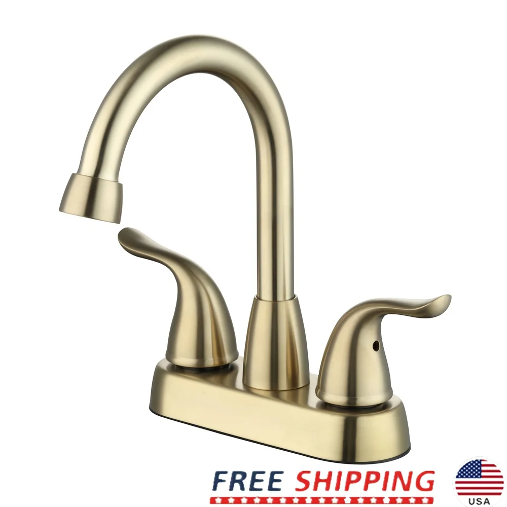 

4-дюймовый смеситель для ванной комнаты с центральной установкой, излив с высокой дугой, двойная ручка, управление, выдвижной слив, простая установка, экономия воды, 1,2 галлона в минуту