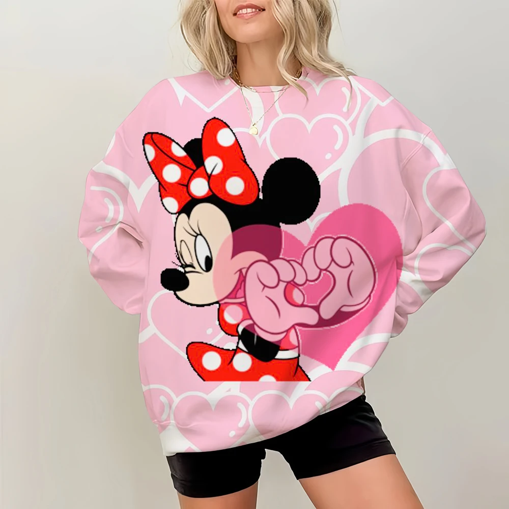 المرأة هوديس المرأة موضة هوديس ديزني ميكي ماوس طباعة البلوز هوديي المتضخم سوداديراس Harajuku معاطف أنيقة