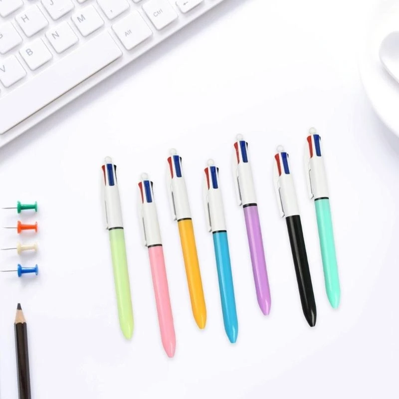 6 قطعة 4 ألوان قلم مكوك 4 في 1 قلم حبر جاف قابل للسحب 1.0 مللي متر قلم متعدد الألوان ، اللوازم المدرسية المكتبية للطلاب