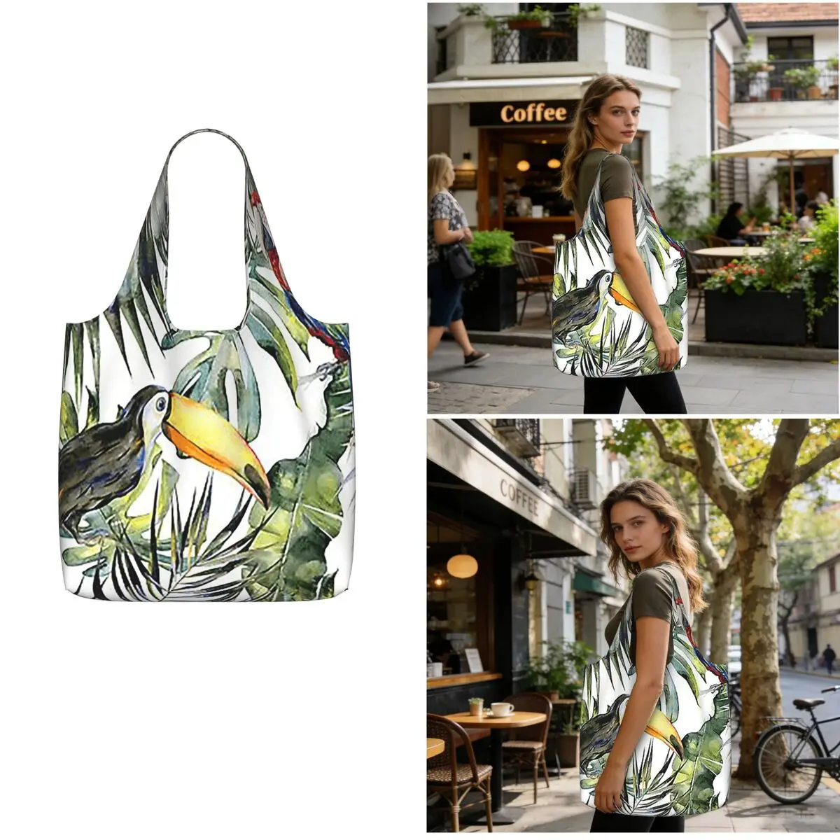Tropical Jungle Shopping Tote Bag Canvas Large Capacity Shoulder Bags Shopper Grocery Handbag for Women