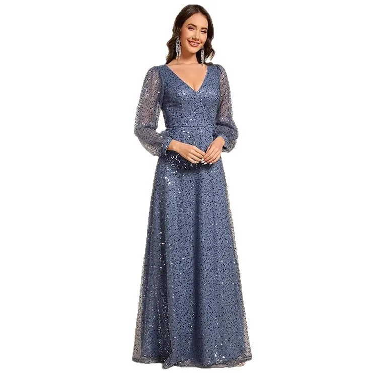 2025 المرأة خريف جديد تول الترتر تنورة كاملة مأدبة الحدث ثوب مسائي فستان طويل