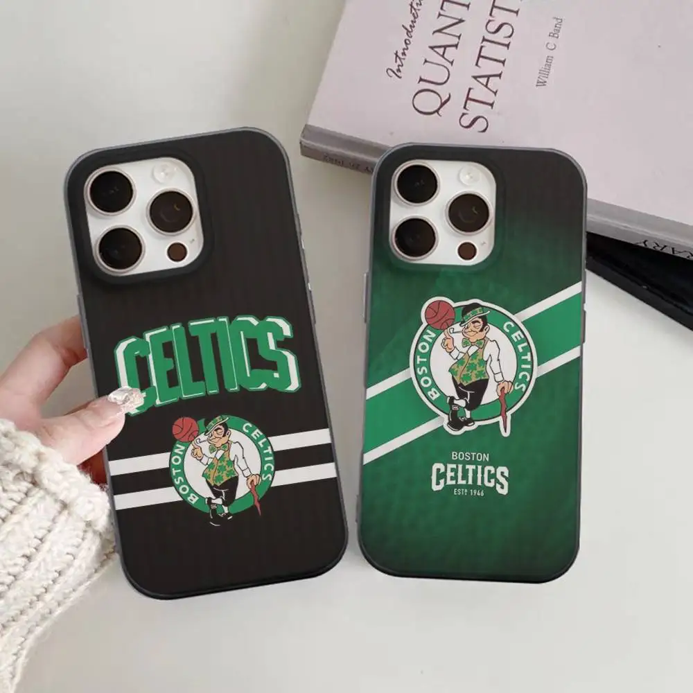 Funda Transparente Antideslizante para iPhone 17 16 15 14 13 12 11 Pro Max Plus Pro, Diseño Boston Celtics