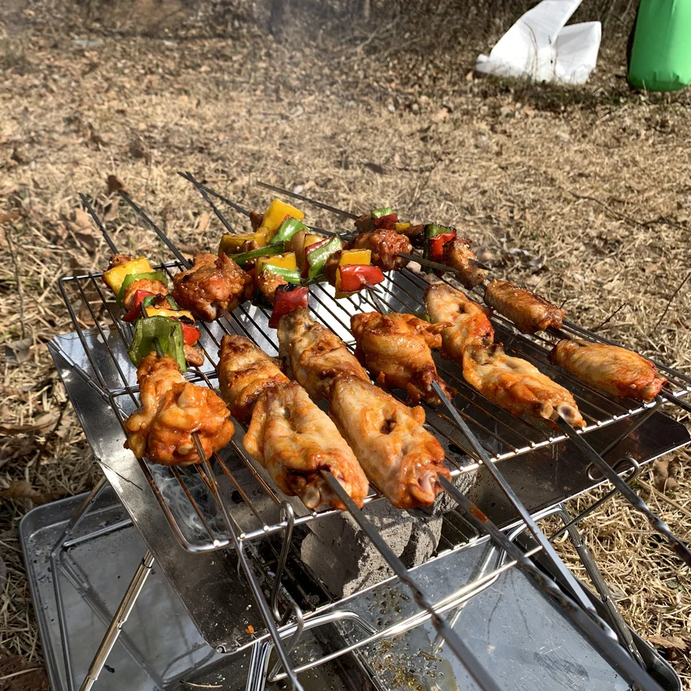 Camping Holz Herd Brazier Camping Feuer Holz Heizung Tragbare Falten Wanderung Grill BBQ Holzkohle Grill Stehen – Detail 15