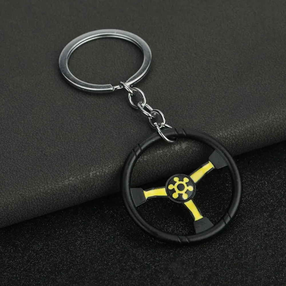 Auto Steering Wheel Steering Wheel Keychain Mini Size Pendant Style Metal Keyring Metal Material Racing Car Keychain Gift Giving